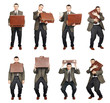 Man With Suitcase In Various Poses