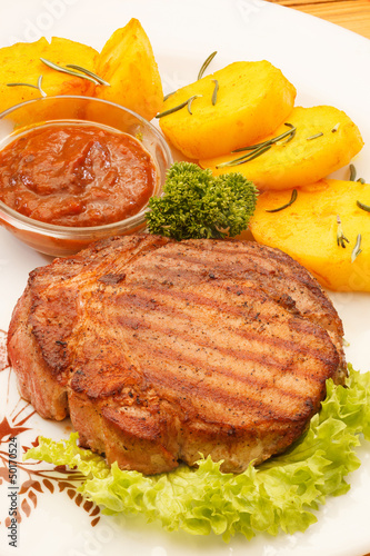 Photo: steak with potatoes steak with potatoes