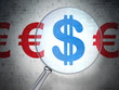 Currency concept: optical glass with  icons