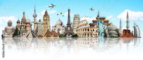 Photo: Travel the world monuments concept Travel the world monuments concept