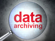 Information concept: optical glass with words Data Archiving
