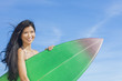 Beautiful Bikini Woman Girl Surfer & Surfboard Beach