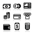 Money, atm - cash mashine vector icons set