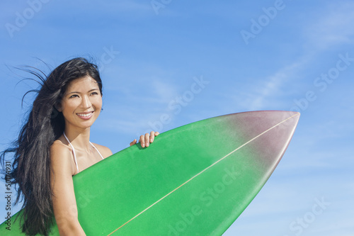 Photo: Beautiful Bikini Woman Girl Surfer & Surfboard Beach Beautiful Bikini Woman Girl Surfer & Surfboard Beach