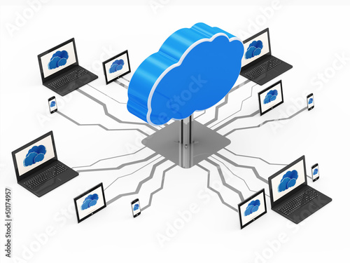 Illustration: Cloud Computing Concept with Laptop, Tablet PC and Smartphone Cloud Computing Concept with Laptop, Tablet PC and Smartphone