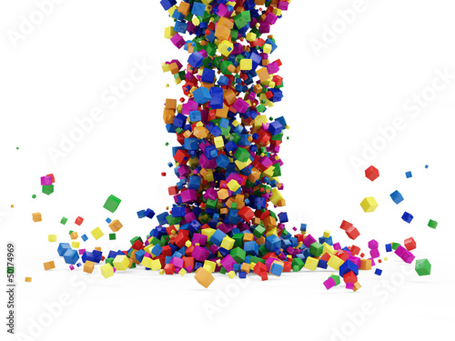 Illustration: Abstract Illustration of Colorful Cubes Falling Abstract Illustration of Colorful Cubes Falling