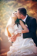 Photo: Wedding shot of bride and groom in park Wedding shot of bride and groom in park