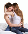 Loling  couple in a bed