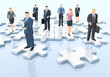 Geschäftsleute auf Puzzle-Teilchen - Business Netzwerk