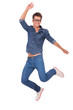 casual man jumps up