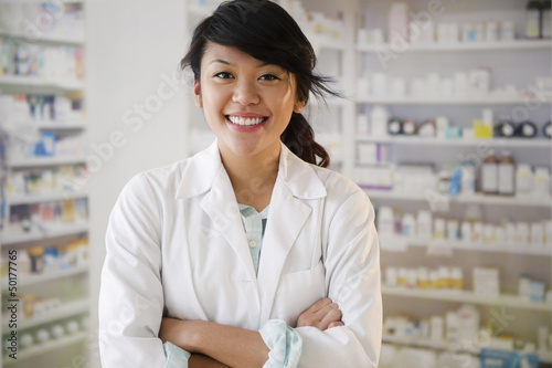 Photo: Pacific Islander pharmacist standing in pharmacy Pacific Islander pharmacist standing in pharmacy