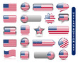 US FLAG BUTTON SET (usa united states of america icons stars)