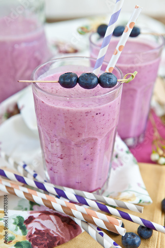 Photo: Homemade milkshake with fresh blueberries Homemade milkshake with fresh blueberries