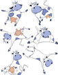 Happy blue cows.Clip-Art. Cartoon