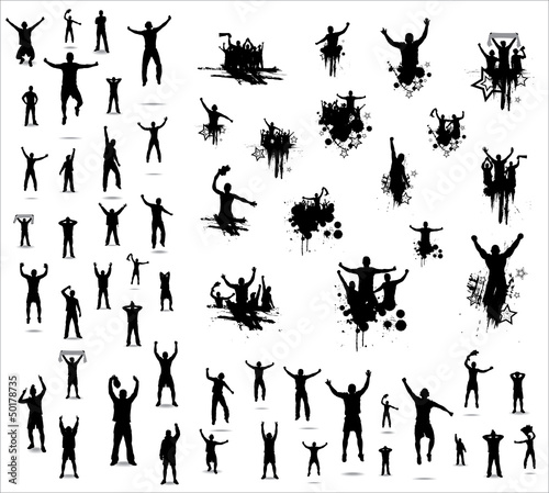 Vector: Set of poses from fans for sports championships Set of poses from fans for sports championships