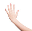 A woman shows her hand