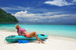 Woman in sunglasses at beach