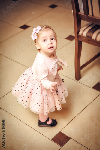 Photo: Portrait Baby dressed in pink dress Portrait Baby dressed in pink dress