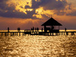 Boat dock at sunset