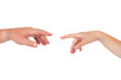 Two hands reach each other in