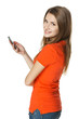 Happy woman with mobile phone