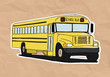 old school bus illustration on old paper