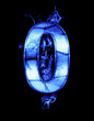 zero, illustration of  number with chrome effects and blue fire