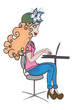 illustration of pretty girl with laptop