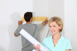 Couple decorating