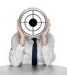 Unsuccessful manager (politician, etc) with shooting target.