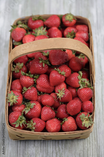 Photo: Fresh, red strawberries in basket Fresh, red strawberries in basket