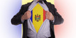 Business man with Moldavian flag t-shirt