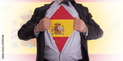 Photo: Business man with Spanish flag t-shirt Business man with Spanish flag t-shirt