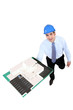 Businessman holding a model building