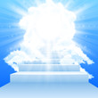 Stairway leading to heaven with clouds in sky