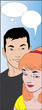 Vector comic book couple with speech bubbles