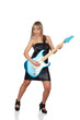 Sexy guitarist with a black leather dress