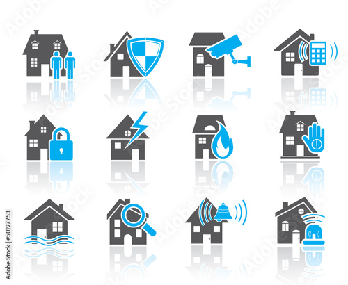 Vector: House security icons-blue House security icons-blue