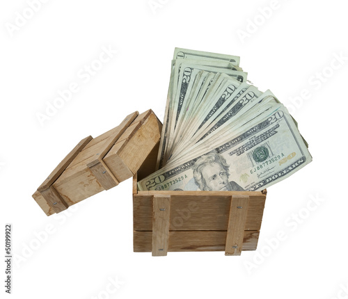 Photo: Wooden Crate Full of Money Wooden Crate Full of Money