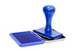 Blue stamper on the white background