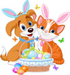 Vector: Easter Cat and Dog Easter Cat and Dog