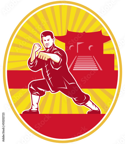 Vector: Shaolin Kung Fu Martial Arts Master Retro Shaolin Kung Fu Martial Arts Master Retro