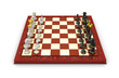 Chess pieces board. All pieces in starting position