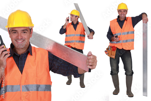 Photo: Worker with a walkie talkie Worker with a walkie talkie