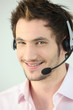 Young man wearing a headset