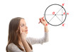 woman draws geometric shapes