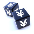 Two black dice with Yen symbol