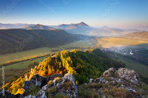 Photo: Mountain summer landscape with colorful forest Mountain summer landscape with colorful forest