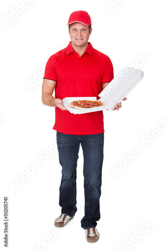 Photo: Portrait of pizza delivery guy Portrait of pizza delivery guy