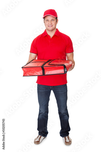 Photo: Portrait of pizza delivery guy Portrait of pizza delivery guy